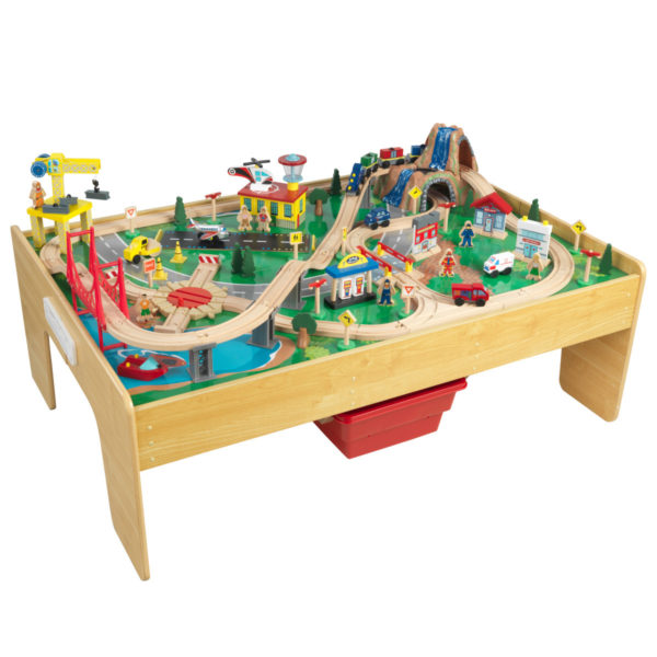 Kidkraft Adventure Town Wooden Railway Train Set And Table - Toy Corner