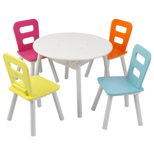 Kidkraft Wooden Round Storage Table And 4 Chairs
