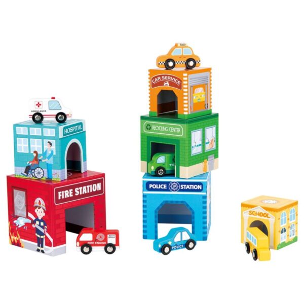 Lelin Stacking Cube with 6 Vehicles