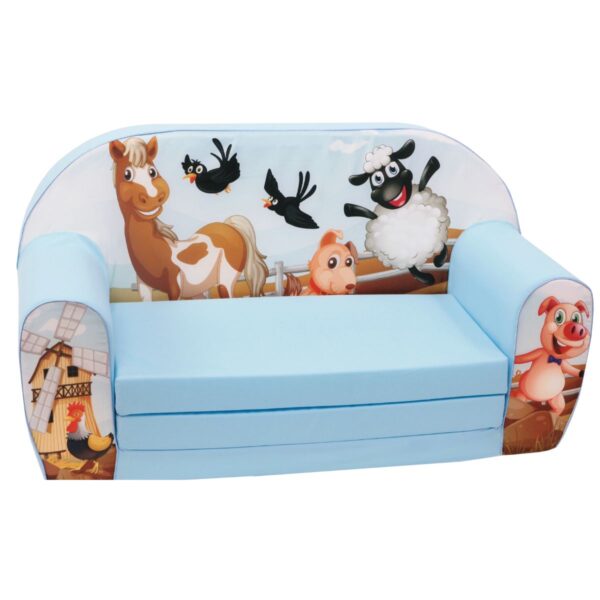 Delsit Sofa Bed Farm Animal Sky Blue