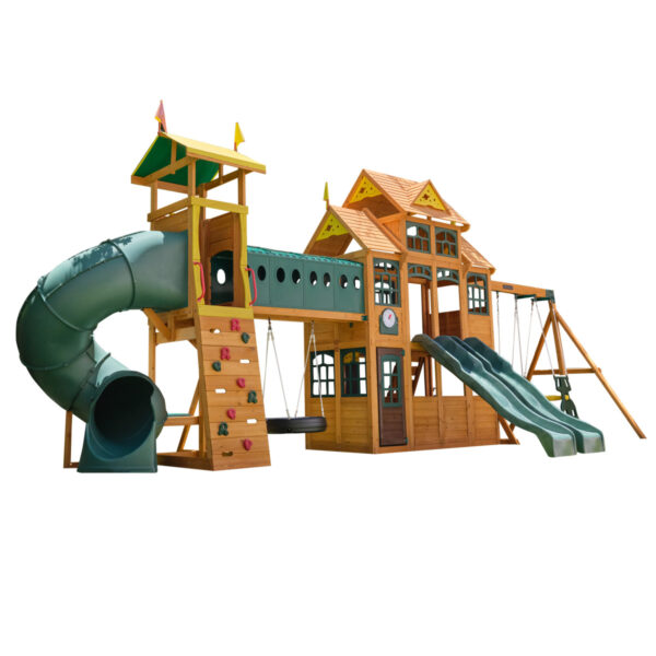 KidKraft Bear Cave Wooden Lodge Playset / Swingset