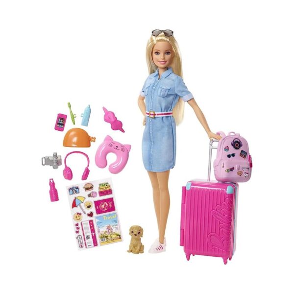 Barbie Travel Lead Doll with Puppy & Accessories
