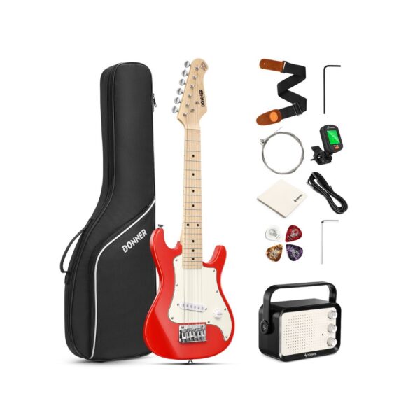 Donner DSJ-100 30 Inches Kids Electric Guitar - (Red)
