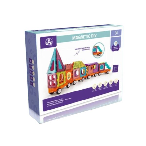 Magnetic DIY - 71 Pieces Super Strong Magnetic Tiles Train Set