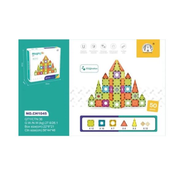 Magnetic DIY - 50 Pieces Super Strong Magnetic Tiles Set