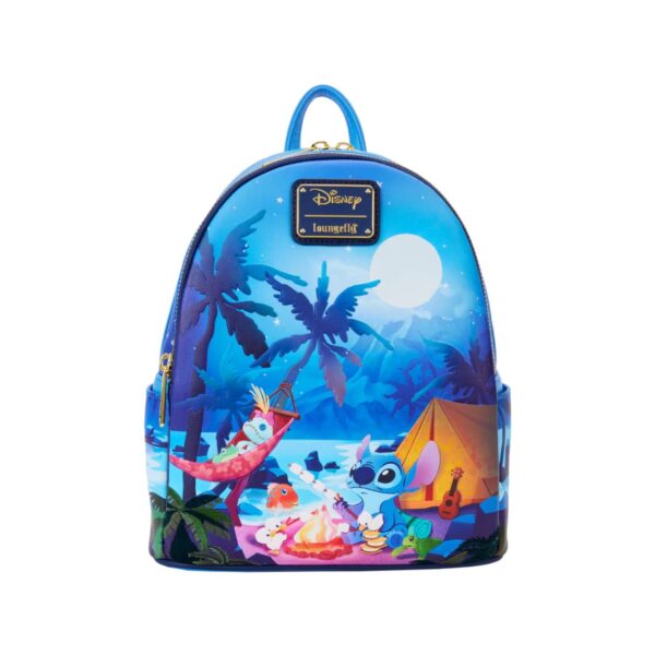 Loungefly! Leather: Disney Lilo and Stitch Stitch Camping Cuties Mini Backpack