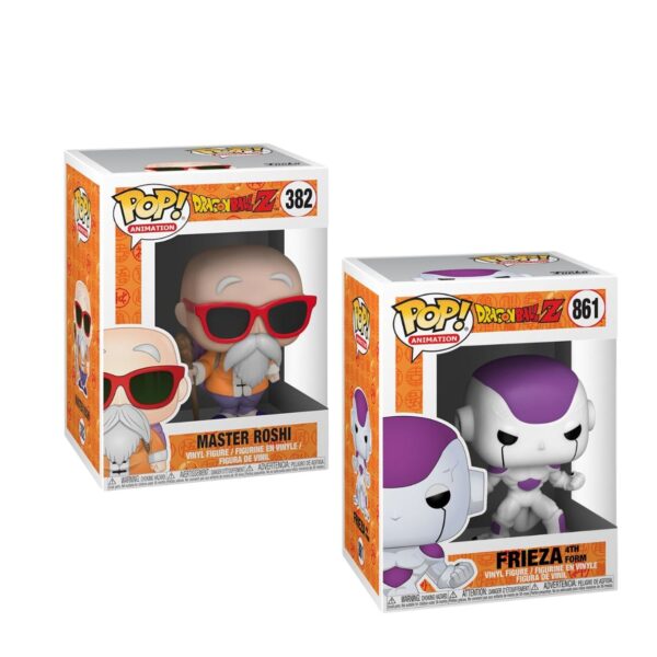Funko Pop! Animation: Dragon Ball Z S4 – Master Roshi With Staff and Frieza 100% Final Form Bundle