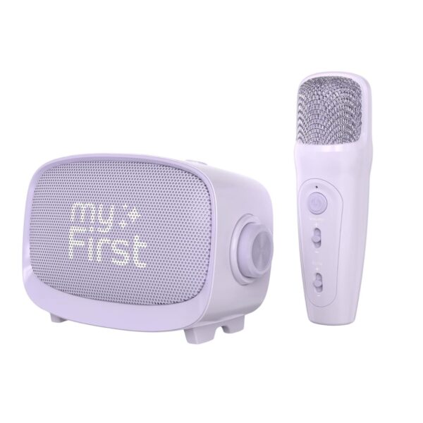 myFirst Voice 2 Portable BT Speaker w/ Mic, AI Audio Sound Change Effect, Micro SD Slot MP3 Player Purple