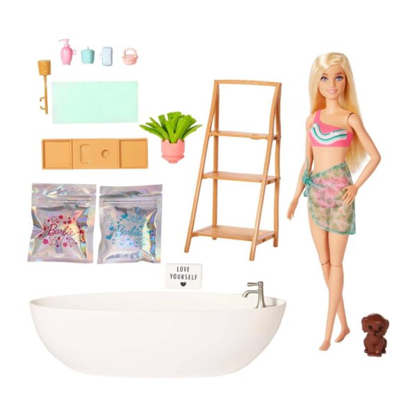 Barbie Doll & Bathtub Playset, Blonde, Confetti Soap & Accessories