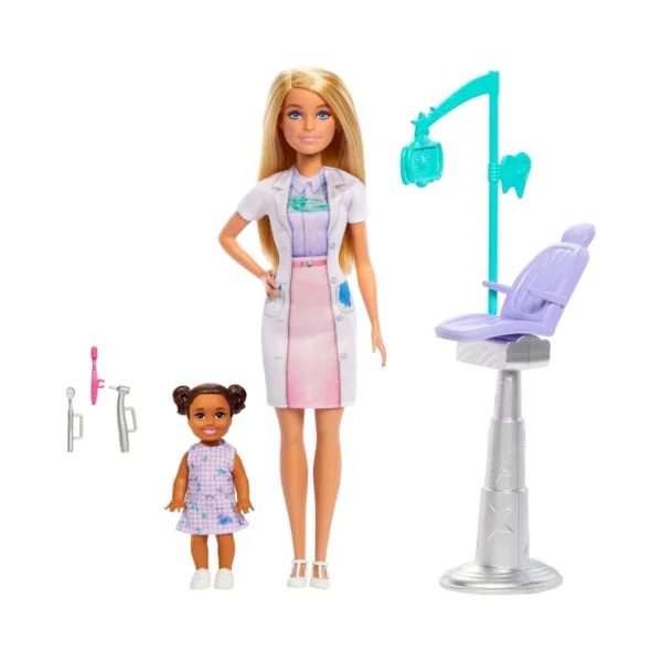 Barbie Dentist Doll With Blonde Fashion Doll, 1 Kid Doll, Medical Doctor Furniture & Accessories JCR74