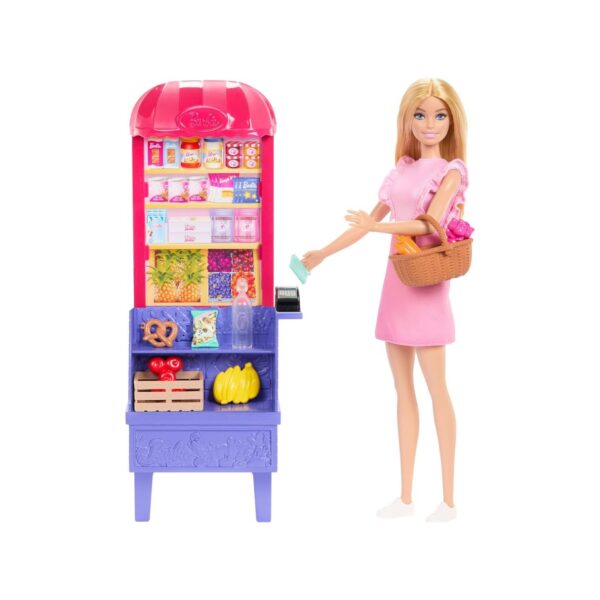 Barbie and Teresa Recipe for Friendship Fashion Doll & Playset, Malibu at The Market Theme with 11 Accessories Including Market Stand & Food JCT05