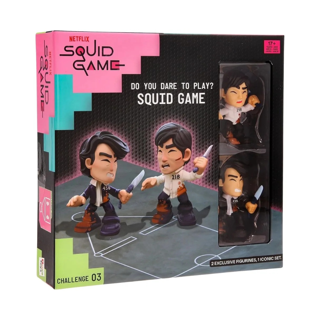 Squid Game Challenge Game Netflix Series, Challenges to Play and Display - Includes Mini Set and Figures, Game for Adults