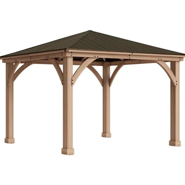 Yardistry 12×12 Wood Gazebo with Aluminum Roof, YP12811X