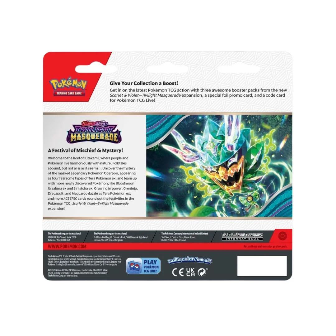 Pokemon Scarlet & Violet SV06- Twilight Masquerade 3 Pack Blister - Image 3