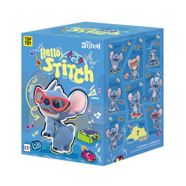 Blind box featuring various Disney Hello, Stitch series figures, showcasing colorful designs and characters from the franchise.