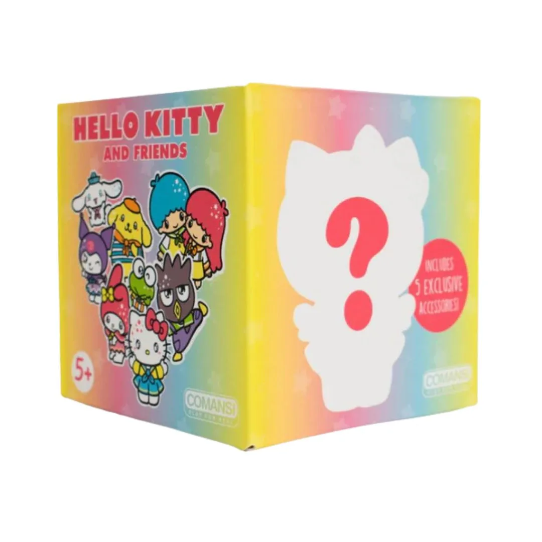 Comansi Hello Kitty & Friends Mystery Pack featuring various collectible characters in colorful packaging