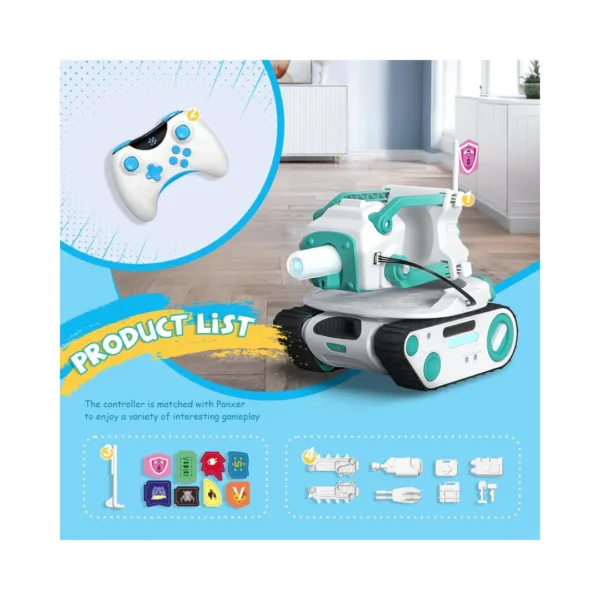 Energizer Lab: Panxer + Maticontroller – RC Battle Tank Compatible with Eilik Robots, Eilik Blue