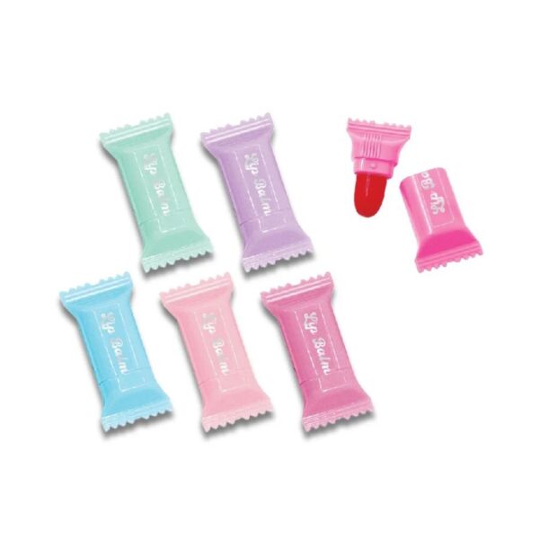 A close-up of vibrant, glossy candy-colored lips, showcasing a bold and playful makeup look