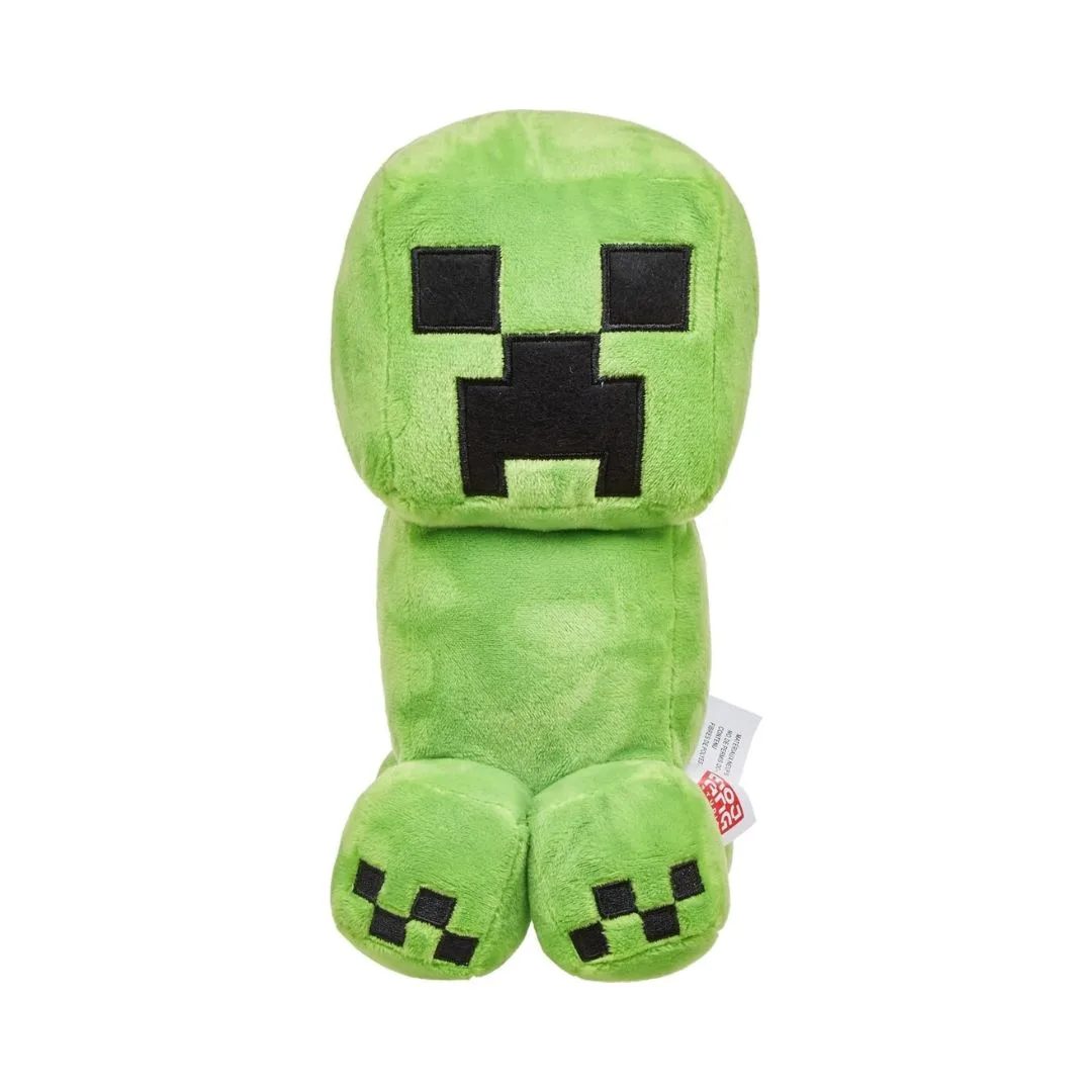 Green Minecraft Creeper plush toy with a pixelated face, designed for fans of the game and soft to the touch