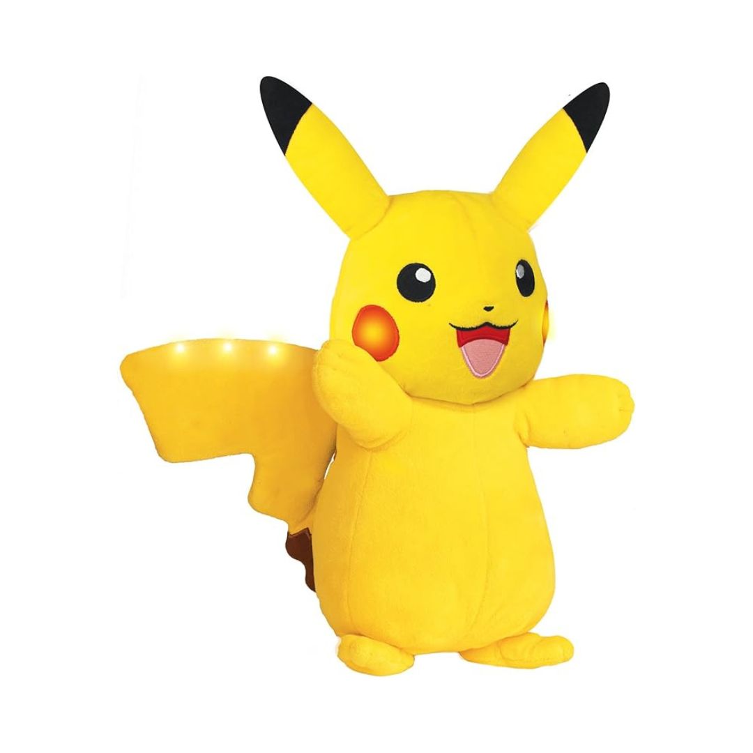 Pokemon Plush Power Action Interactive Pikachu, PKW4185-2 Interactive Pikachu plush toy with power action features, showcasing its signature yellow color and cheerful expression