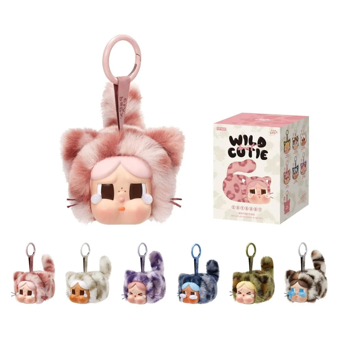 Vinyl plush pendant blind box from Pop Mart's Cry Baby Wild but Cutie Series, showcasing adorable and whimsical designs