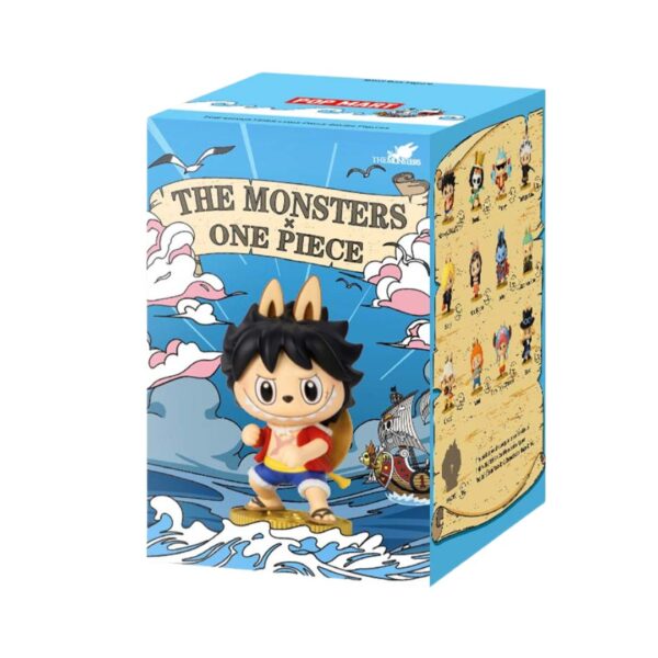 Pop Mart Labubu The Monster x One Piece figure blind box featuring a colorful, collectible character design