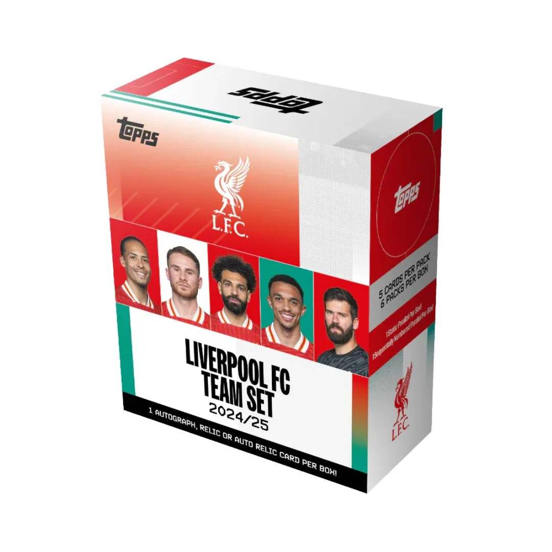 Liverpool FC Team Set Box by Topps for 2024/25, containing a collection of football trading cards of the team