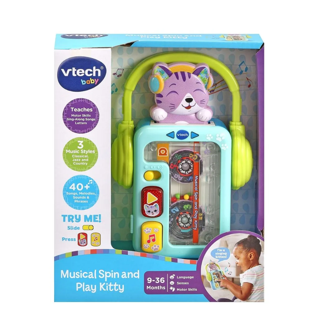Vtech My 1st Record Player, a colorful toy with a turntable and buttons, designed for young children to explore music