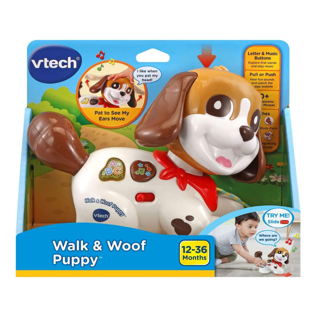 Vtech Walk & Woof Puppy, VT80-565003 Vtech Walk & Woof Puppy, a colorful interactive toy dog that encourages walking and play for young children