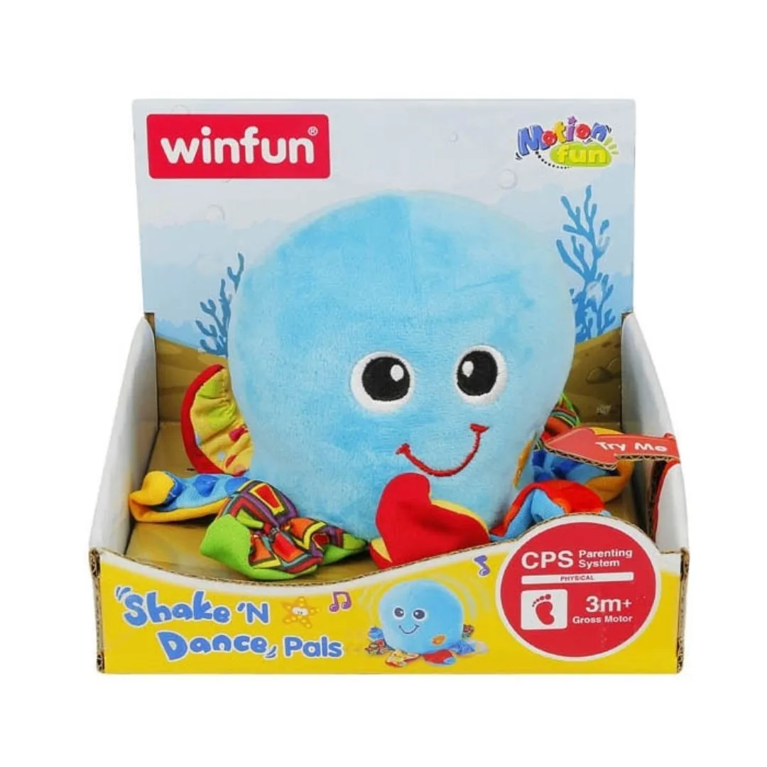 Colorful Winfun Shake 'N Dance Pals octopus toy, designed for interactive play with music and movement features