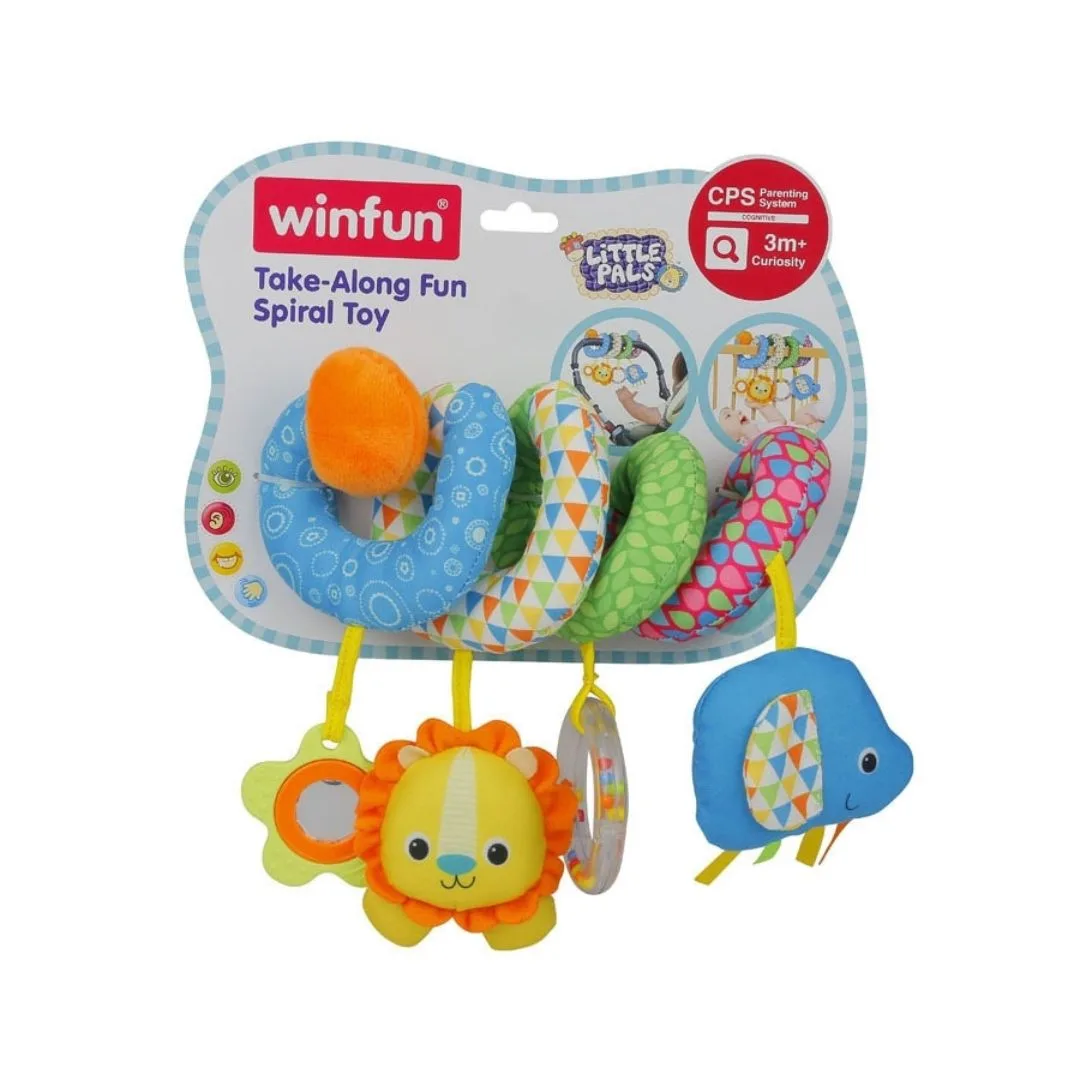 Colorful Winfun Take-Along Fun Spiral Toy featuring various textures and shapes for sensory play and engagement.