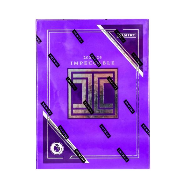2024-25 Panini Impeccable Premier League soccer hobby box featuring collectible cards from top EPL players