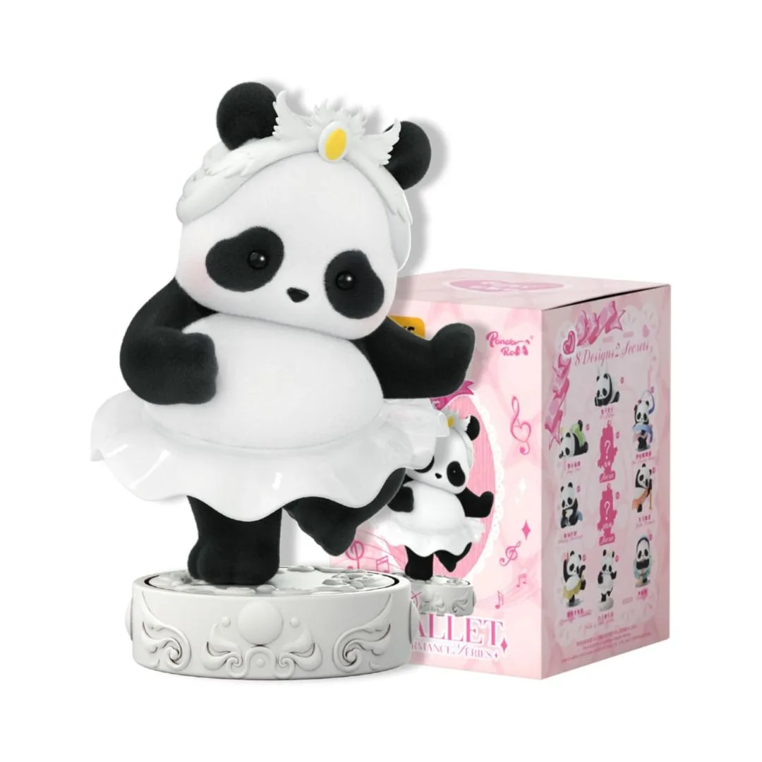 A collection of 52Toys Panda Roll figures from the Ballet Performance Series, displayed in colorful blind box packaging