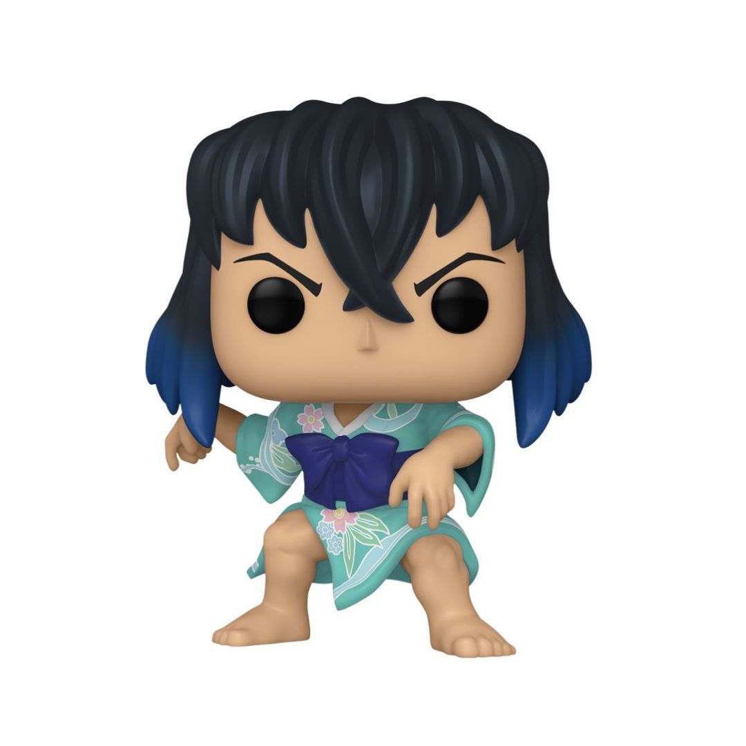Funko Pop! Animation_ Demon Slayer - Inosuke (Kimono) FU75572 Funko Pop! figure of Inosuke from Demon Slayer, wearing a colorful kimono and displaying his signature boar mask