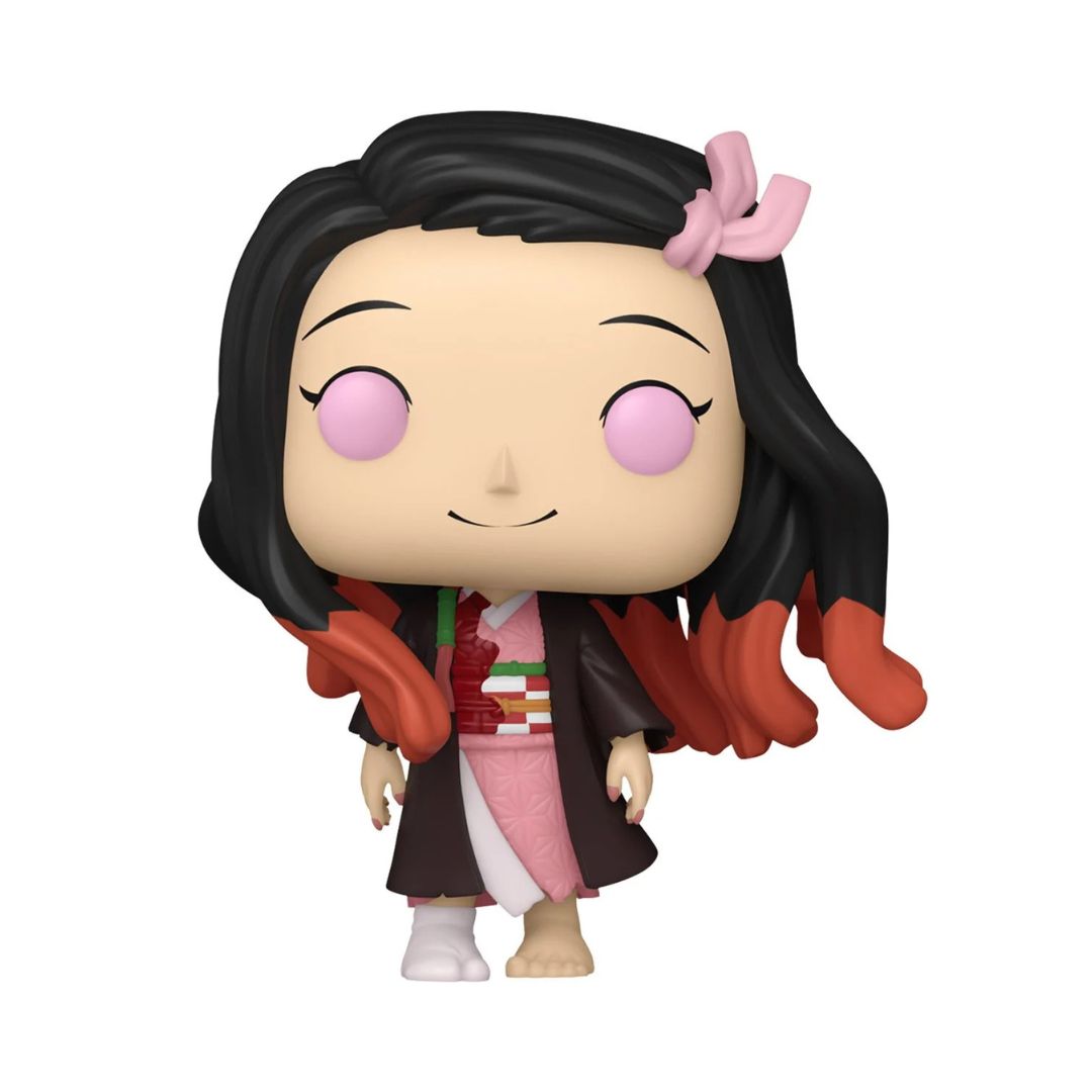 Funko Pop! Animation_ Demon Slayer - Nezuko (Smiling) FU86507 Funko Pop! figure of Nezuko from Demon Slayer, smiling, with her signature pink kimono and bamboo mouthpiece