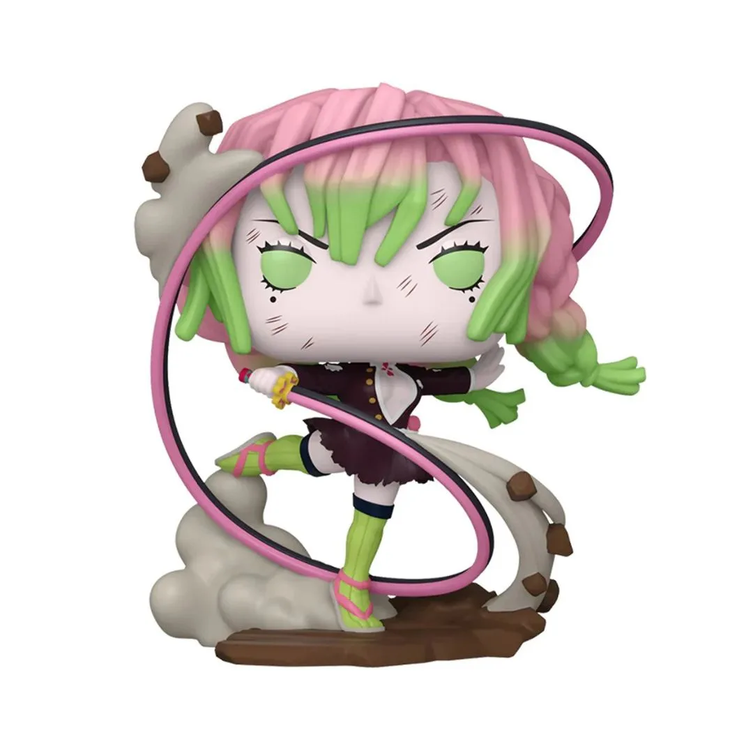 Funko Pop figure of Mitsuri from Demon Slayer, holding a sword, featuring vibrant colors and detailed anime-style design