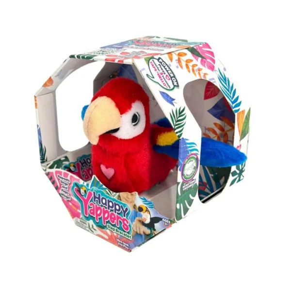 Happy Yappers Red Parrot Interactive Plush Toy, 9594