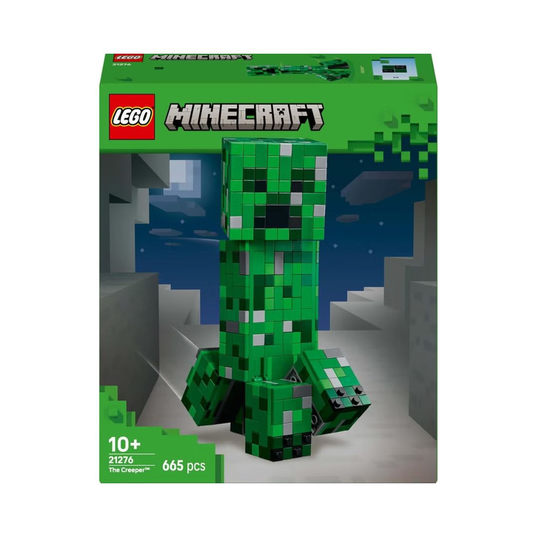 LEGO 21276 The CreepeR V29, 6526792 LEGO 21276 The CreepeR V29 set featuring a blocky, green creeper character with movable limbs and accessories