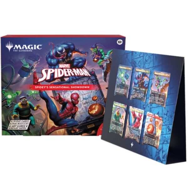 Four scene boxes from Marvel's Spider-Man, showcasing iconic moments and characters from the game