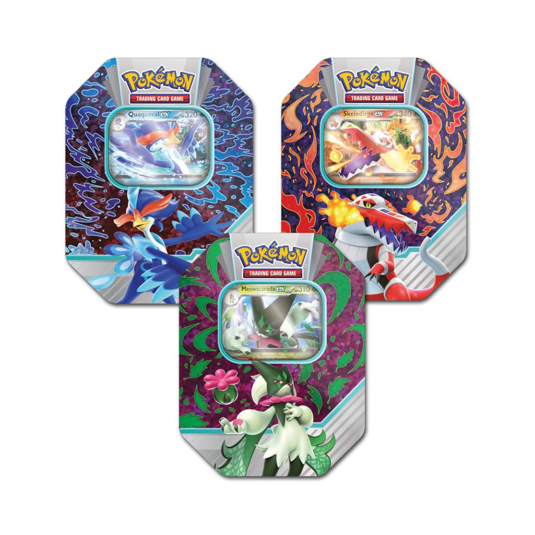 Pokémon TCG_ Paldea Tin-Box Set 2023 Fall (Random 1pc) 210-85297 Pokémon TCG Paldea Tin-Box Set for Fall 2023, featuring a random collectible card and themed packaging design