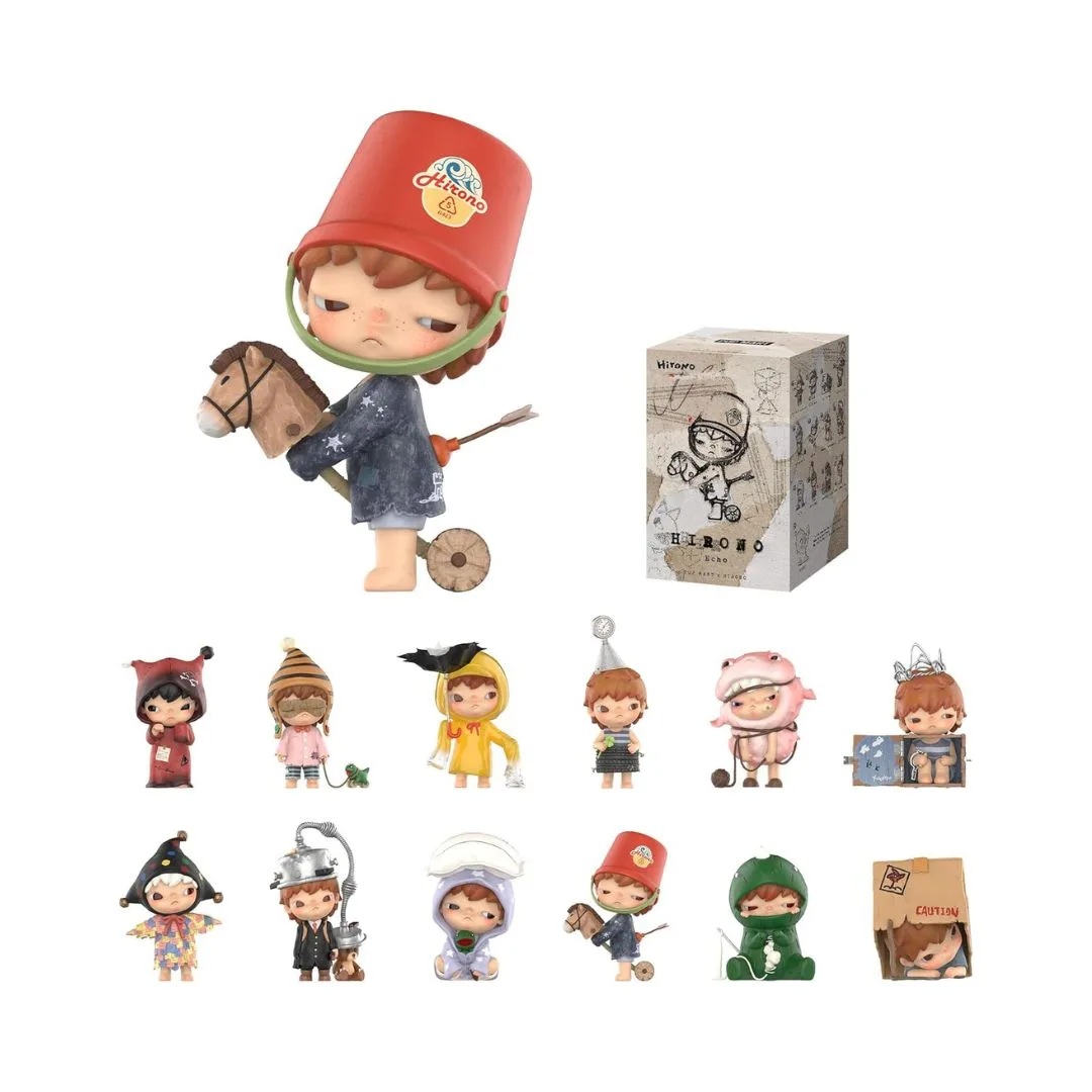 Blind box containing Pop Mart Hirono Echo Series collectible figures, featuring various unique character designs