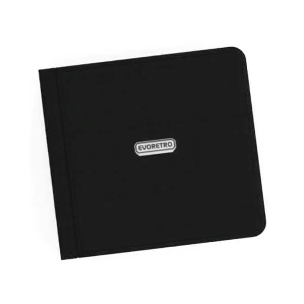 Black Evoretro 4x3 binder with a zipper, designed for organizing documents and photos securely.