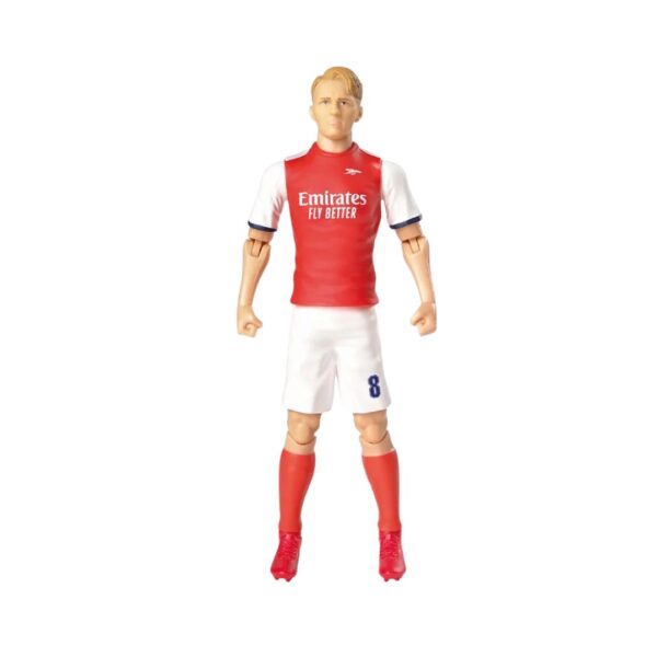 Arsenal football figure of Martin Odegaard in a red and white kit, showcasing his signature pose on the field