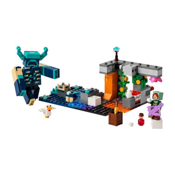 LEGO Minecraft set 21274 featuring The Warden Encounter with characters and elements from the popular game