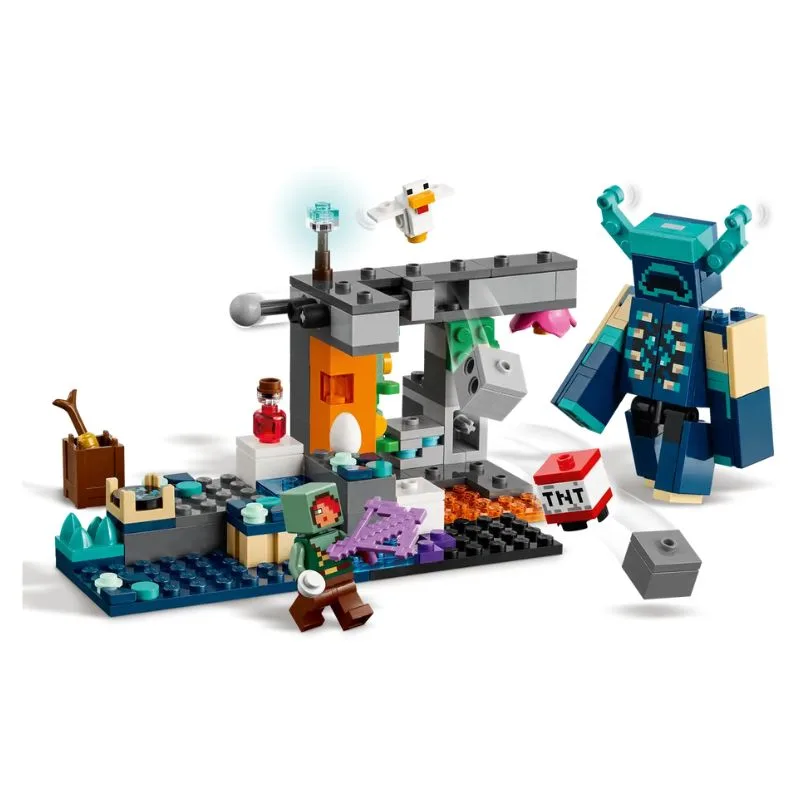 LEGO Minecraft set 21274 featuring The Warden Encounter with characters and elements from the popular game