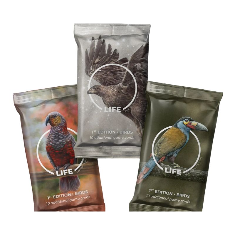Life TCG Mini Box Birds 1st Edition-1 Life TCG Mini Box featuring Birds 1st Edition, showcasing colorful bird illustrations and game card designs