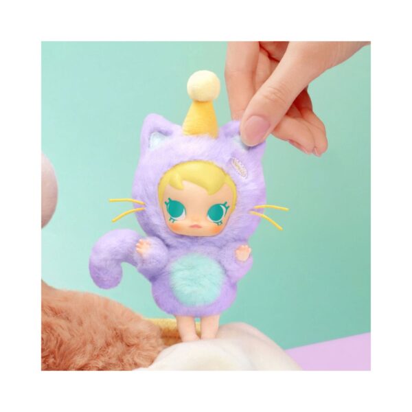 Plush pendant of Baby Molly from Pop Mart, designed as a collectible blind box toy with a cute, colorful appearance
