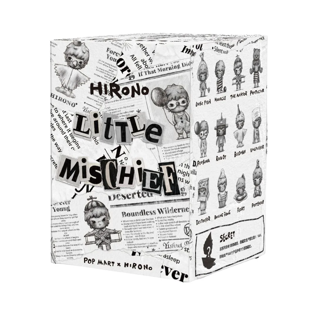 Pop Mart Hirono Little Mischief Figure Blind Box featuring a whimsical character design in vibrant colors