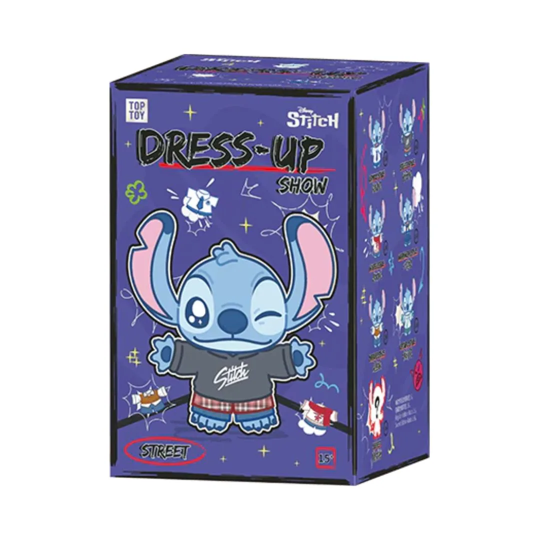 Vinyl plush blind box featuring Disney's Stitch in various dress-up outfits from the Toy Show Series