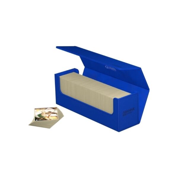 High-capacity Ultimate Guard Arkhive 400+ XenoSkin storage box for trading cards, featuring a rugged exterior and microfiber lining.